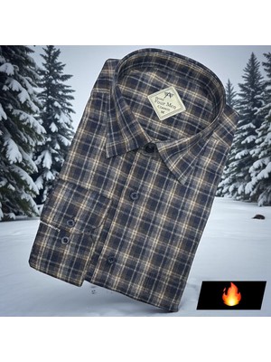 Eren Style Klasik %100 Cotton Uzun Kollu Terletmeyen Kışlık Flanel Gömlek (Regular Kalıp)