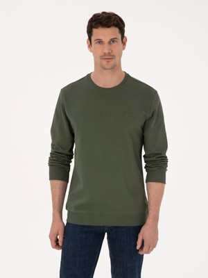 Cacharel Haki Regular Fit %100 Pamuk 3 İplik Bisiklet Yaka Sweatshirt 50318974 VR027