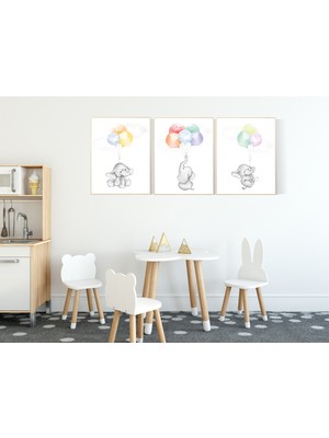 Ninastore Fil Bebek Odası Baskısı: Cinsiyetsiz Bebek Odası Duvar Sanatı