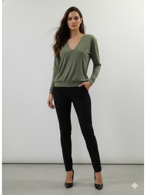Bosel Kadın Uzun Kollu V Yaka Bluz