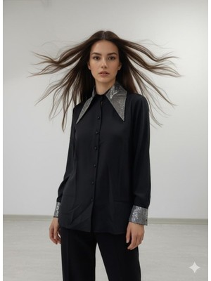 Arben Boutique Kadın Uzun Kollu Yaka ve Manşet Detay Gömlek