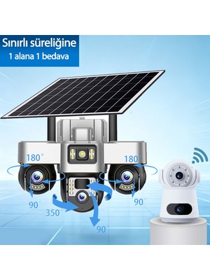 Dobest 1 Alana 1 Bedava! Güneş Enerjili 6mp Sım Kamera + 4mp Wifi Kamera Seti. Iç ve Dış Mekan Için Eksiksiz Güvenlik Paketi