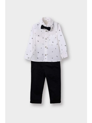 DeFacto Yılbaşı Temalı 2'li Takım Desenli Gömlek Pantolon Erkek Bebek G0099A525WN