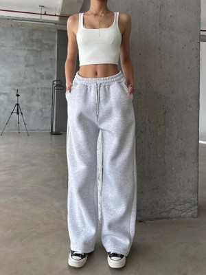 3 Iplik Şardonlu Oversize Eşofman Gri