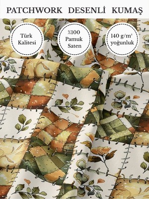 Fabricstown %100 Pamuk Saten Patchwork Kumaş – 155×100 cm – Dikiş ve Dıy Için