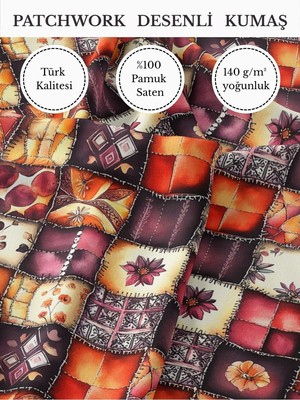 Fabricstown %100 Pamuk Saten Patchwork Kumaş – 155×100 cm – Dikiş ve Dıy Için