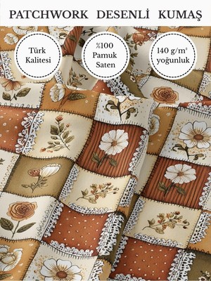 Fabricstown %100 Pamuk Saten Patchwork Kumaş – 155×100 cm – Dikiş ve Dıy Için