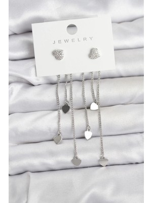 Brf Bfs Kalp Model Gümüş Renk Pirinç Sallantılı Kadın Küpe