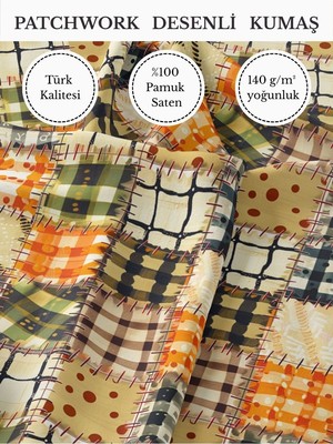 Fabricstown %100 Pamuk Saten Patchwork Kumaş – 155×100 cm – Dikiş ve Dıy Için