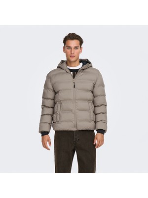 Only&sons Union Seamless Life Puffer Erkek Bej Kapüşonlu Mont