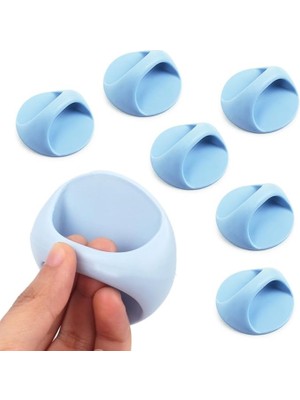 FourForce 6 Adet Çok Amaçlı Kendinden Yapışkanlı Sürgülü Kapı Açma Kolları Dolap Çekmece Gardırop Kabin Plastik Kulp, Tuvalet Kapağı Açma Kolu, Mavi
