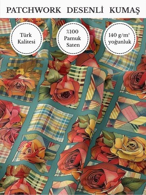Fabricstown %100 Pamuk Saten Patchwork Kumaş – 155×100 cm – Dikiş ve Dıy Için