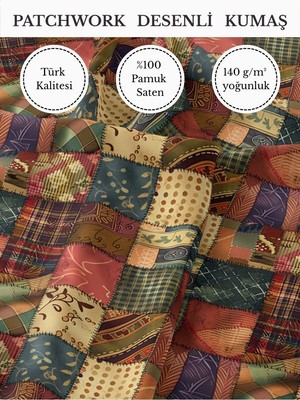 Fabricstown %100 Pamuk Saten Patchwork Kumaş – 155×100 cm – Dikiş ve Dıy Için