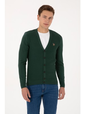 U.S. Polo Assn. Erkek Koyu Yeşil Basic Triko Hırka 50307952-VR079