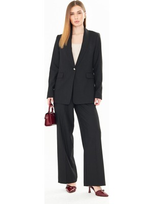 Lovelf Premium Şal Yaka Poliviskon Takım Siyah