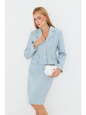 Lovelf Gold Düğmeli Tüvit Etekli Takım Bebe Mavi