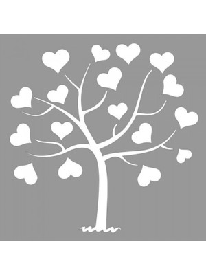 Artikel Kalp Ağacı 3 Stencil Tasarımı 30 x 30 cm