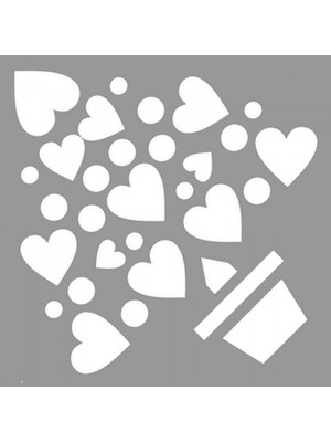 Artikel Kalp Çam Ağacı Stencil Tasarımı 30 x 30 cm