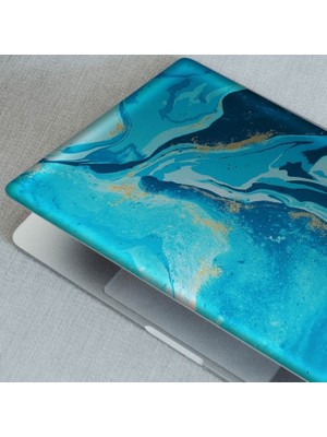 Artikel Mavi Altın Soyut Ebruli Notebook Sticker