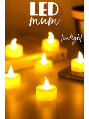 CetKing Adet LED Mum Tealight Mini Dumansız Pilli Alevli Dekoratif Yapay Mum Işıldak Beyaz 1036-2