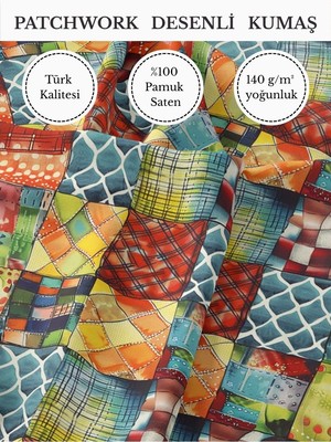 Fabricstown %100 Pamuk Saten Patchwork Kumaş – 155×100 cm – Dikiş ve Dıy Için