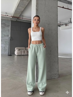 Combin 3 Iplik Şardonlu Oversize Eşofman Mint Yeşili