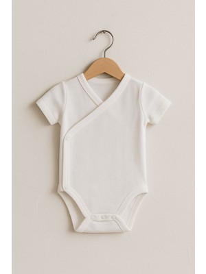 Babytex Kısa Kollu Beyaz Kruvaze Zıbın Body&zıbın %100 Pamuk