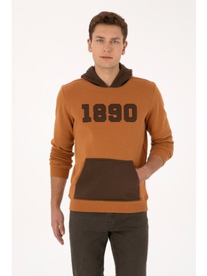 U.S. Polo Assn. Erkek Regular Fit Kapüşonlu Şardonlu Açık Haki Sweatshirt 50316359-VR233