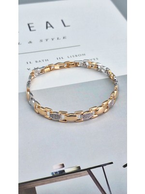 Duru Aksesuar Vip Seri Çift Renkli Zirkon Taşlı Şık Bileklik