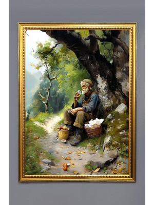 Dolce Mariee Ormanda Gezgin Adam Desenli Dijital Baskılı Kadife Kumaş Çerçeveli Tablo TBL0072