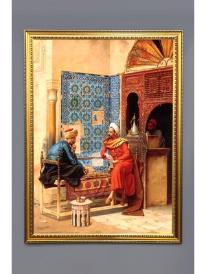 Dolce Mariee Satranç Oynayanlar Desenli Dijital Baskılı Kadife Kumaş Çerçeveli Tablo TBL0023