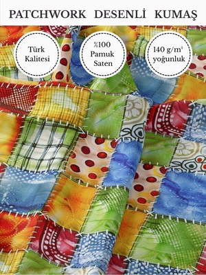 Fabricstown %100 Pamuk Saten Patchwork Kumaş – 155×100 cm – Dikiş ve Dıy Için