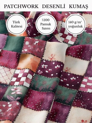 Fabricstown %100 Pamuk Saten Patchwork Kumaş – 155×100 cm – Dikiş ve Dıy Için