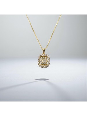 Nova Grup Baget Model Zirkon Taşlı 14 Ayar Altın Kolye