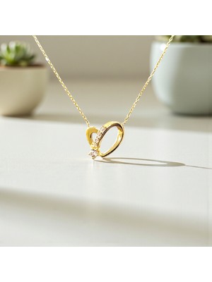 Nova Grup Kalp Figürlü Zirkon Taşlı 14 Ayar Altın Kolye