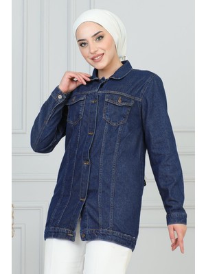 Düğmeli Kot Ceket Koyu Mavi MSW6105-2