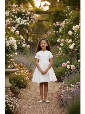 Pamina Puantiyeli Düğme Detaylı Çocuk Elbise