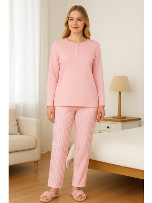 Balis Pijama 3 Düğmeli Uzun Kollu Pamuklu Pijama Takımı