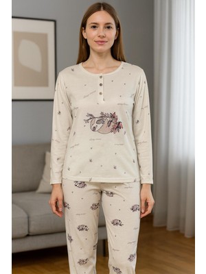 Balis Pijama 3 Düğmeli Uzun Kollu Pamuklu Pijama Takımı
