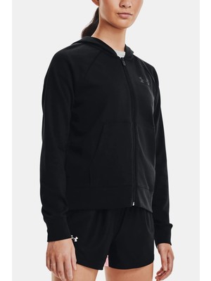 Under Armour Rival Terry Loose Fit Full Zip Hoodie Kadın Kapüşonlu Bol Kesim Fermuarlı Sweatshirt Siyah