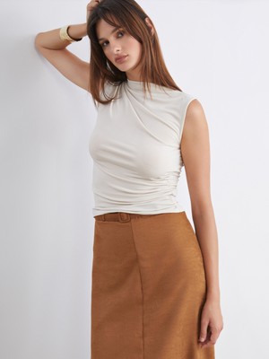 Soulife Dik Yaka Büzgülü Bluz