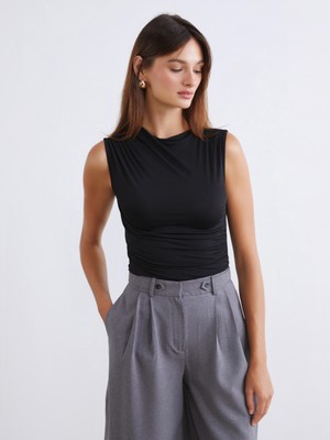 Soulife Dik Yaka Büzgülü Bluz