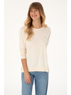 U.S. Polo Assn. Kadın Ekru Bisiklet Yaka Basic Kazak 50313579-VR256