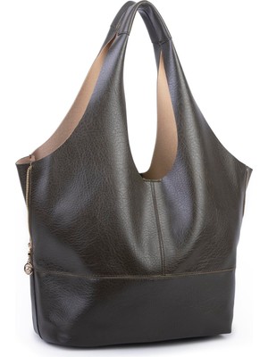 Nas Bag Büyük Boy Salaş Kadın Omuz Çantası Yavrulu Çanta Haki Victoria