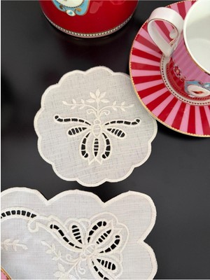 Silk Cocoon Beyaz Iş Kokteyl Peçete 2 Kişilik