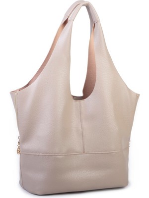 Nas Bag Büyük Boy Salaş Kadın Omuz Çantası Yavrulu Çanta Kum Victoria