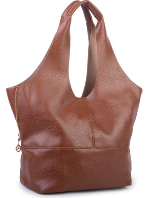 Nas Bag Büyük Boy Salaş Kadın Omuz Çantası Yavrulu Çanta Taba Victoria