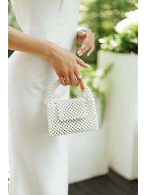 Ravinity Krem Inci Gelin Çantası Düğün Çanta