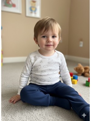 Şimo Butik Kız Erkek Çocuk Bebek Uzun Kollu Çıtçıtlı Body-Badi %100 Organik Pamuk 3.5-4-5-6 Yaş Koyun Orta Beyaz