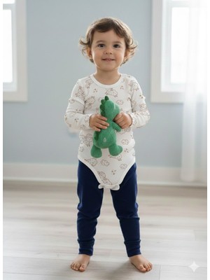 Şimo Butik Kız Erkek Çocuk Bebek Uzun Kollu Çıtçıtlı Body-Badi %100 Organik Pamuk 3.5-4-5-6 Yaş Orta Koyun Ekru